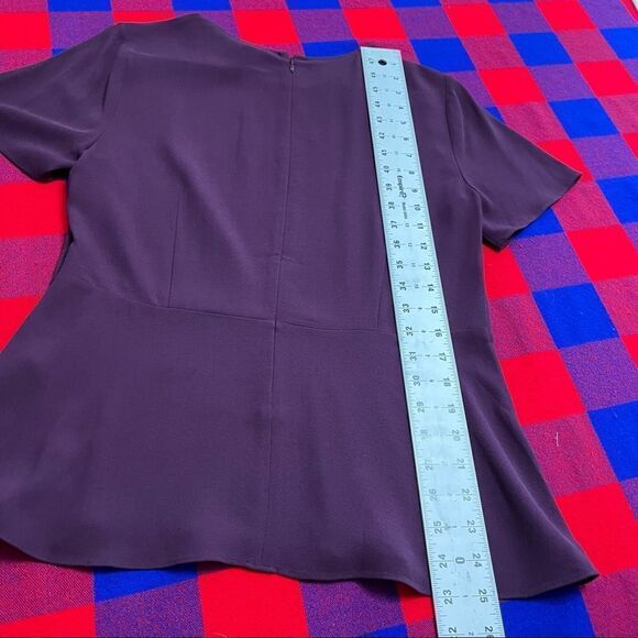 Eileen Fisher Zip Up Short Sleeve Top Plum Size 6 - Picture 7 of 7
